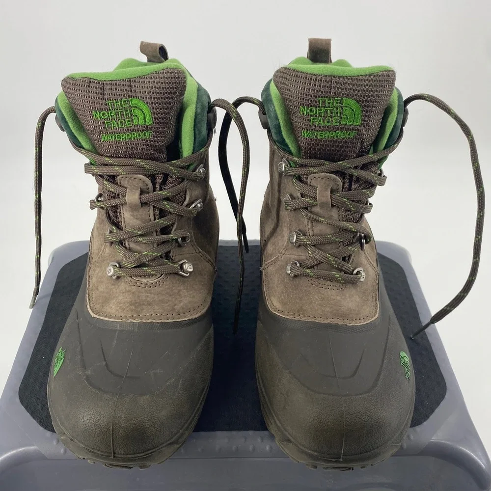 The North Face Boys Size 5 Heat Seeker Waterproof Winter Boots Gray Green